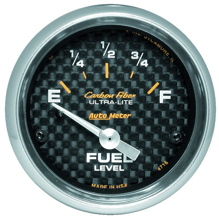 AUTOMETER 2-1/16", Short Sweep Electric, 240 ohms Empty/33 ohms Full Carbon Fiber Series Fuel Level Gauge AU4716 Autofit