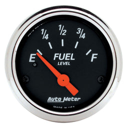 AUTOMETER 2-1/16", Short Sweep Electric, 240 ohms Empty/33 ohms Full Designer Black Series Fuel Level Gauge Chrome Bezel AU1424 Autofit