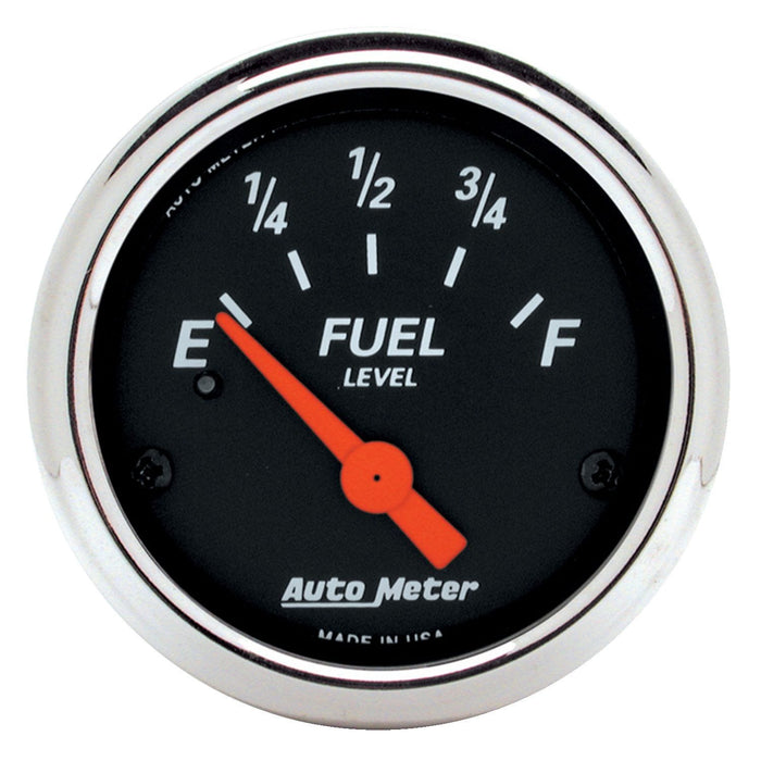 AUTOMETER 2-1/16", Short Sweep Electric, 240 ohms Empty/33 ohms Full Designer Black Series Fuel Level Gauge Chrome Bezel AU1424 Autofit