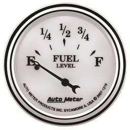 AUTOMETER 2-1/16", Short Sweep Electric, 240 ohms Empty/33 ohms Full Old Tyme White II Fuel Level Gauge AU1216 Autofit