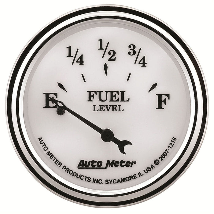 AUTOMETER 2-1/16", Short Sweep Electric, 240 ohms Empty/33 ohms Full Old Tyme White II Fuel Level Gauge AU1216 Autofit