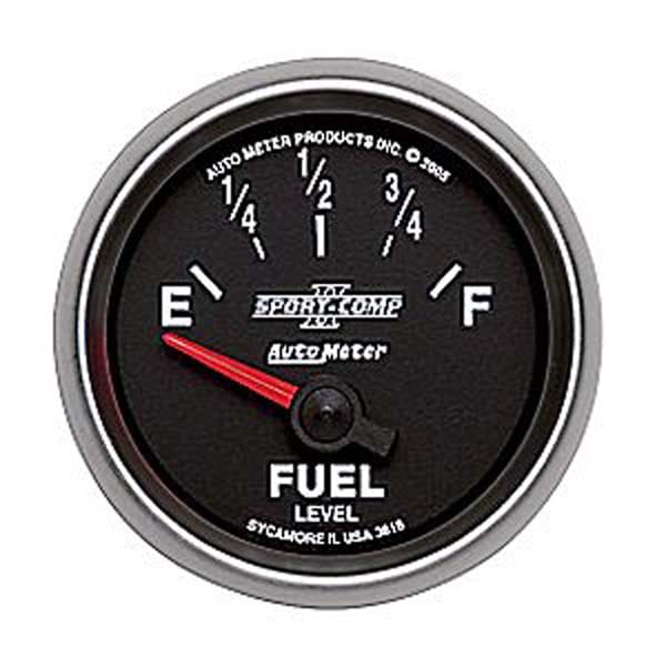 AUTOMETER 2-1/16", Short Sweep Electric, 240 ohms Empty/33 ohms Full Sport-Comp II Fuel Level Gauge AU3616 Autofit