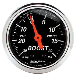 AUTOMETER 2-1/16", Short Sweep Electric, 30 in. Hg-Vac/20 psi Designer Black Series Boost/Vacuum Gauge AU1471 Autofit