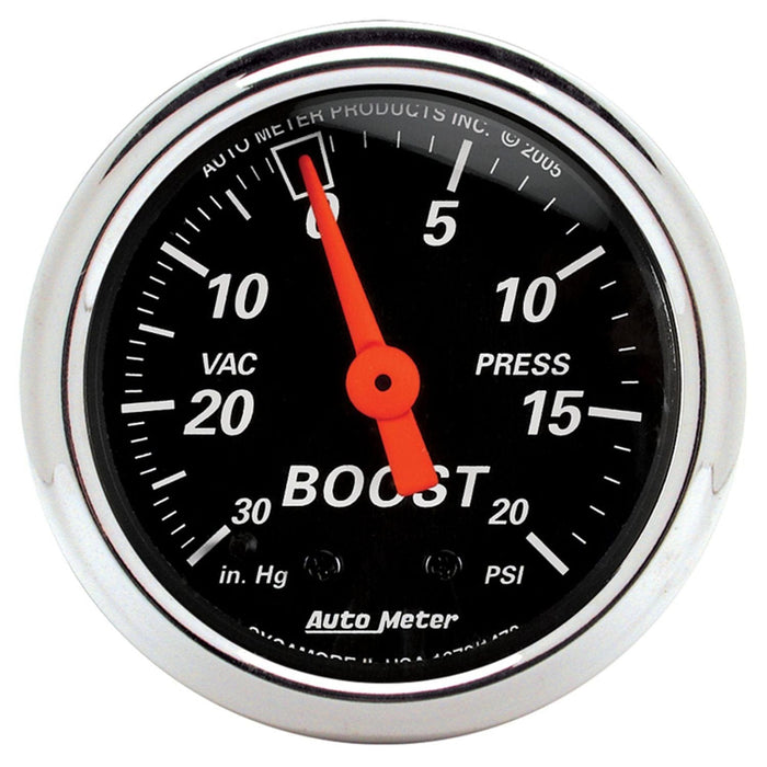 AUTOMETER 2-1/16", Short Sweep Electric, 30 in. Hg-Vac/20 psi Designer Black Series Boost/Vacuum Gauge AU1471 Autofit