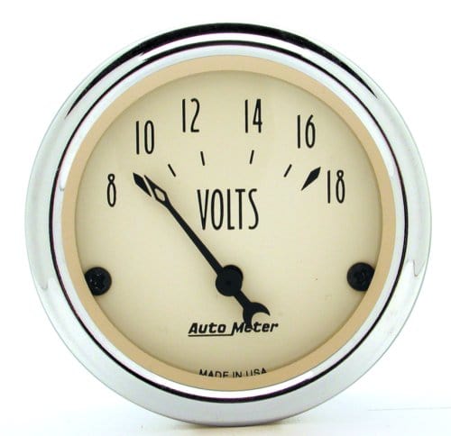 AUTOMETER 2-1/16", Short Sweep Electric, 8-18 volts Antique Beige Series Voltmeter AU1891 Autofit