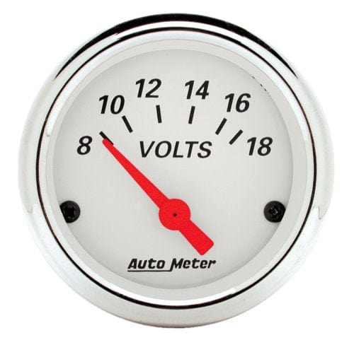 AUTOMETER 2-1/16", Short Sweep Electric, 8-18 volts Arctic White Series Voltmeter AU1391 Autofit