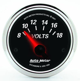 AUTOMETER 2-1/16", Short Sweep Electric, 8-18 volts Designer Black II Voltmeter Gauge AU1293 Autofit