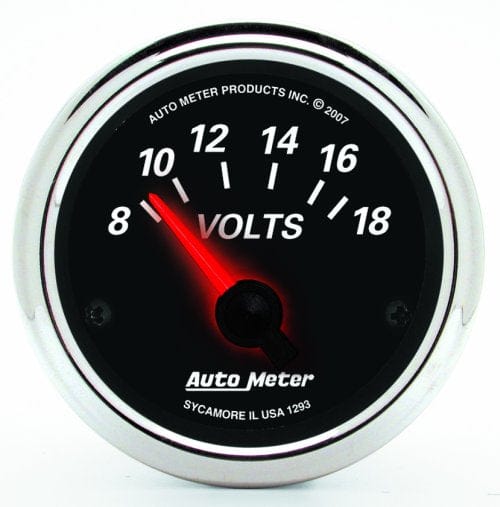 AUTOMETER 2-1/16", Short Sweep Electric, 8-18 volts Designer Black II Voltmeter Gauge AU1293 Autofit