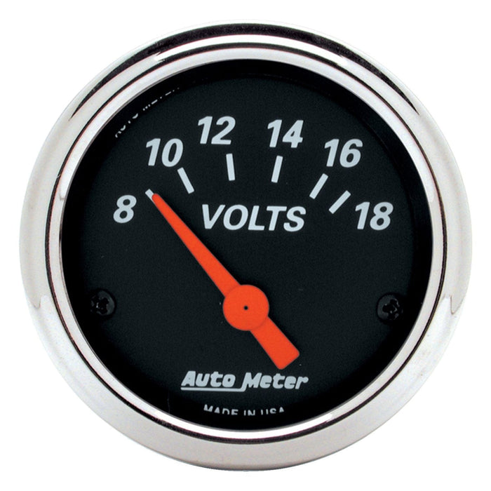 AUTOMETER 2-1/16", Short Sweep Electric, 8-18 volts Designer Black Series Voltmeter AU1483 Autofit