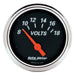 AUTOMETER 2-1/16", Short Sweep Electric, 8-18 volts Designer Black Series Voltmeter AU1483 Autofit
