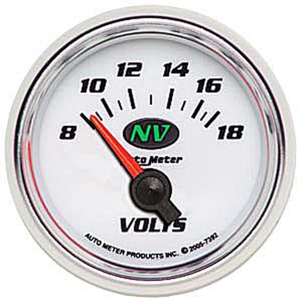 AUTOMETER 2-1/16", Short Sweep Electric, 8-18 volts. NV Series Voltmeter Gauge AU7392 Autofit