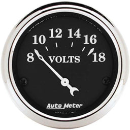 AUTOMETER 2-1/16", Short Sweep Electric, 8-18 volts Old Tyme Black Series Voltmeter AU1791 Autofit
