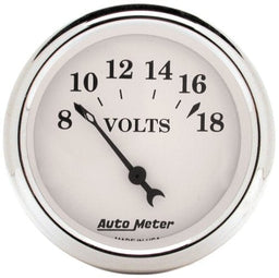 AUTOMETER 2-1/16", Short Sweep Electric, 8-18 volts Old Tyme White Series Voltmeter AU1692 Autofit