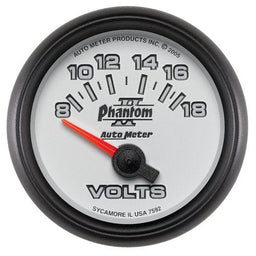 AUTOMETER 2-1/16", Short Sweep Electric, 8-18 volts Phantom II Series Voltmeter Gauge AU7592 Autofit