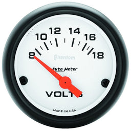 AUTOMETER 2-1/16", Short Sweep Electric, 8-18 volts Phantom Series Voltmeter Gauge AU5791 Autofit
