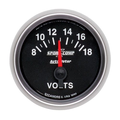 AUTOMETER 2-1/16", Short Sweep Electric, 8-18 volts Sport-Comp II Voltmeter Gauge AU3692 Autofit