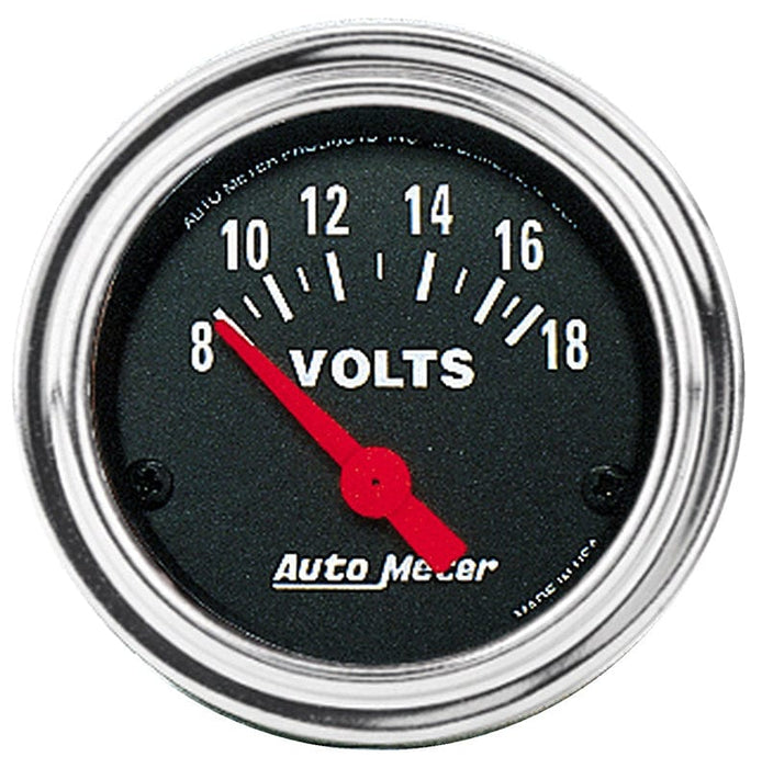 AUTOMETER 2-1/16", Short Sweep Electric, 8-18 volts Traditional Chrome Series Voltmeter Gauge AU2592 Autofit