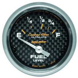 AUTOMETER 2-1/16", Short Sweep Electric, Ford, 73 ohms Empty/10 ohms Full Carbon Fiber Series Fuel Level Gauge AU4715 Autofit