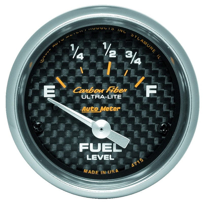 AUTOMETER 2-1/16", Short Sweep Electric, Ford, 73 ohms Empty/10 ohms Full Carbon Fiber Series Fuel Level Gauge AU4715 Autofit