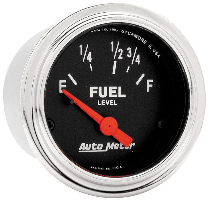AUTOMETER 2-1/16", Short Sweep Electric, Ford, 73 ohms Empty/8-12 ohms Full Traditional Chrome Series Fuel Level Gauge AU2515 Autofit