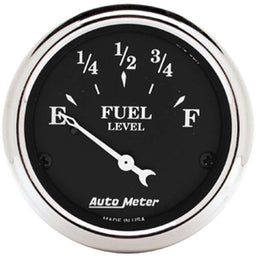 AUTOMETER 2-1/16", Short Sweep Electric, GM, 0 ohms Empty/30 ohms Full Old Tyme Black Series Fuel Level Gauge AU1718 Autofit