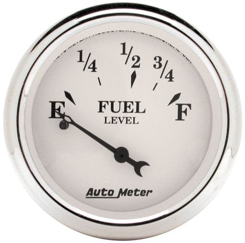 AUTOMETER 2-1/16", Short Sweep Electric, GM, 0 ohms Empty/30 ohms Full Old Tyme White Series Fuel Level Gauge AU1607 Autofit