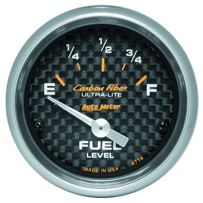 AUTOMETER 2-1/16", Short Sweep Electric, GM, 0 ohms Empty/90 ohms Full Carbon Fiber Series Fuel Level Gauge AU4714 Autofit