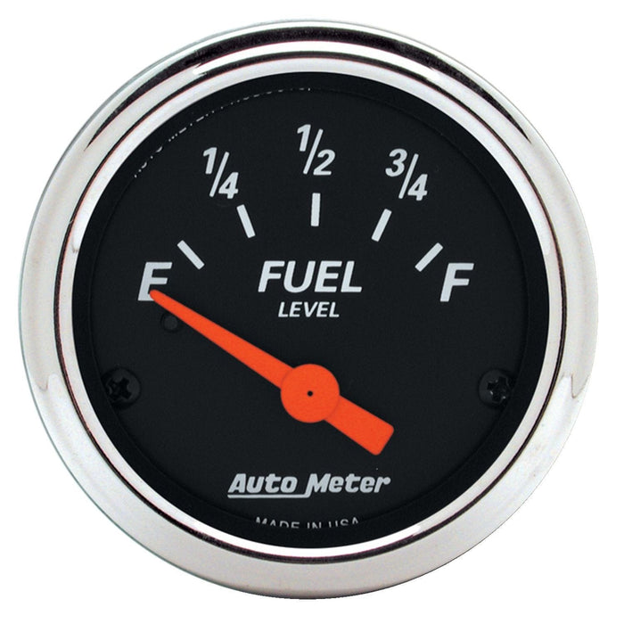 AUTOMETER 2-1/16", Short Sweep Electric, GM, 0 ohms Empty/90 ohms Full Designer Black Series Fuel Level Gauge Chrome Bezel AU1422 Autofit
