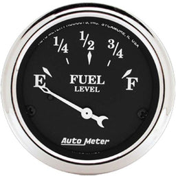 AUTOMETER 2-1/16", Short Sweep Electric, GM, 0 ohms Empty/90 ohms Full Old Tyme Black Series Fuel Level Gauge AU1715 Autofit
