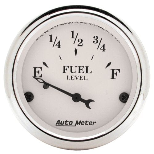 AUTOMETER 2-1/16", Short Sweep Electric, GM, 0 ohms Empty/90 ohms Full Old Tyme White Series Fuel Level Gauge AU1604 Autofit