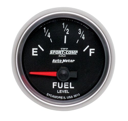 AUTOMETER 2-1/16", Short Sweep Electric, GM, 0 ohms Empty/90 ohms Full Sport-Comp II Fuel Level Gauge AU3613 Autofit