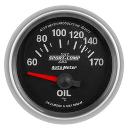 AUTOMETER 2-1/16", Short Sweep Electrical, Metric, 60-170°C Sport-Comp II Series Oil Temperature Gauge AU3648-M Autofit