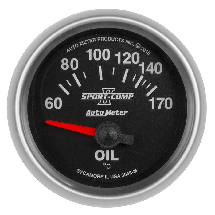 AUTOMETER 2-1/16", Short Sweep Electrical, Metric, 60-170°C Sport-Comp II Series Oil Temperature Gauge AU3648-M Autofit