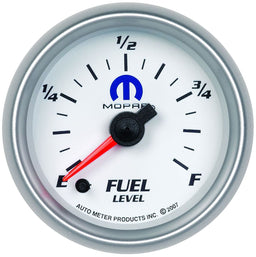 AUTOMETER 2-1/16", White Dial/Silver Bezel, Full Sweep Electric, Programmable 0 Mopar Fuel Level Gauge AU880027 Autofit