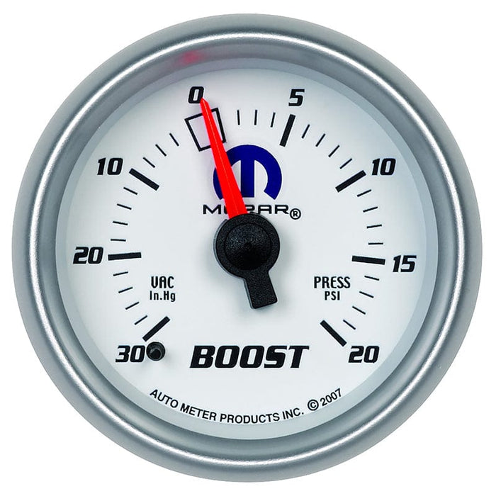AUTOMETER 2-1/16", White Dial/Silver Bezel, Full Sweep Mechanical, 30 In. Hg./2 Mopar Boost/Vac Gauge AU880026 Autofit