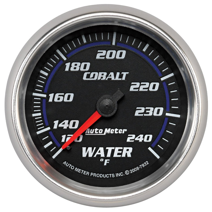 AUTOMETER 2-5/8", Full Short Sweep Mechanical, 120-240°F Cobalt Series Water Temperature Gauge AU7932 Autofit