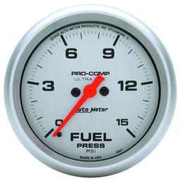 AUTOMETER 2-5/8", Full Sweep Electric, 0-15 psi Ultra-Lite Series Fuel Pressure Gauge AU4461 Autofit