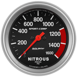 AUTOMETER 2-5/8", Full Sweep Electric, 0-1600 psi Sport-Comp Series Nitrous Pressure Gauge AU3574 Autofit