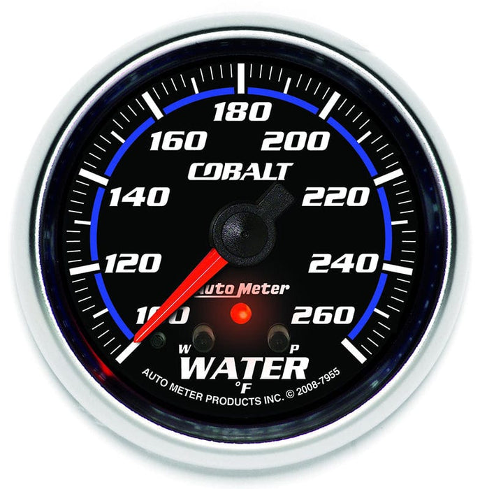 AUTOMETER 2-5/8", Full Sweep Electric, 100-260°F, Peak Memory and Warning Cobalt Series Water Temperature Gauge AU7955 Autofit