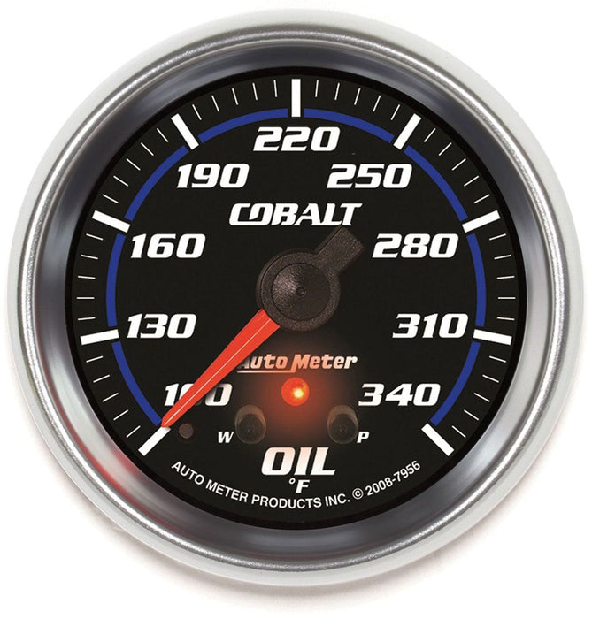AUTOMETER 2-5/8", Full Sweep Electric, 140-340°F, Peak Memory and Warning Cobalt Series Oil Temperature Gauge AU7956 Autofit