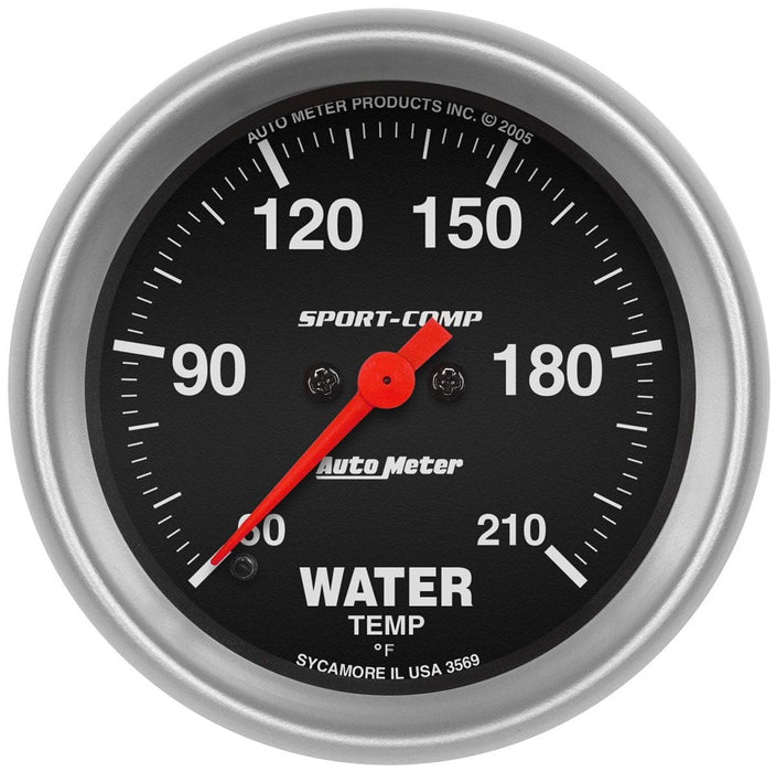 AUTOMETER 2-5/8", Full Sweep Electric, Low Temp, 60-210°F Sport-Comp Series Water Temperature Gauge AU3569 Autofit