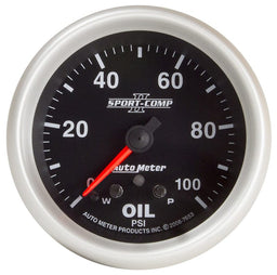 AUTOMETER 2-5/8", Full Sweep Electric, Peak Memory and Warning, 0-100 psi Sport-Comp II Oil Pressure Gauge AU7653 Autofit