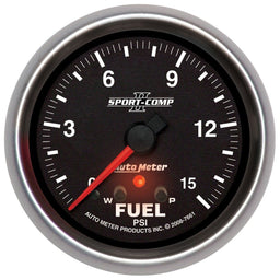AUTOMETER 2-5/8", Full Sweep Electric, Peak Memory and Warning, 0-15 psi Sport-Comp II Fuel Pressure Gauge AU7661 Autofit