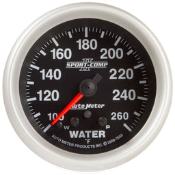 AUTOMETER 2-5/8", Full Sweep Electric, Peak Memory and Warning, 100-260°F Sport-Comp II Water Temperature Gauge AU7655 Autofit