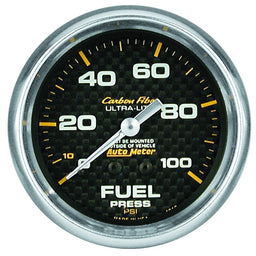 AUTOMETER 2-5/8", Full Sweep Mechanical, 0-100 psi Carbon Fiber Series Fuel Pressure Gauge AU4812 Autofit