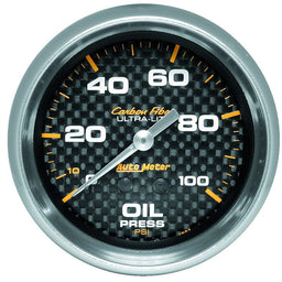 AUTOMETER 2-5/8", Full Sweep Mechanical, 0-100 psi Carbon Fiber Series Oil Pressure Gauge AU4821 Autofit
