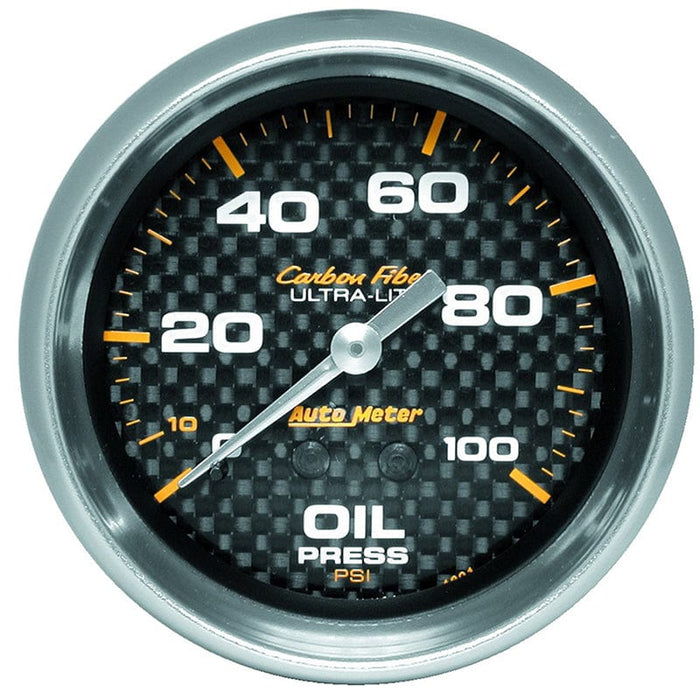 AUTOMETER 2-5/8", Full Sweep Mechanical, 0-100 psi Carbon Fiber Series Oil Pressure Gauge AU4821 Autofit