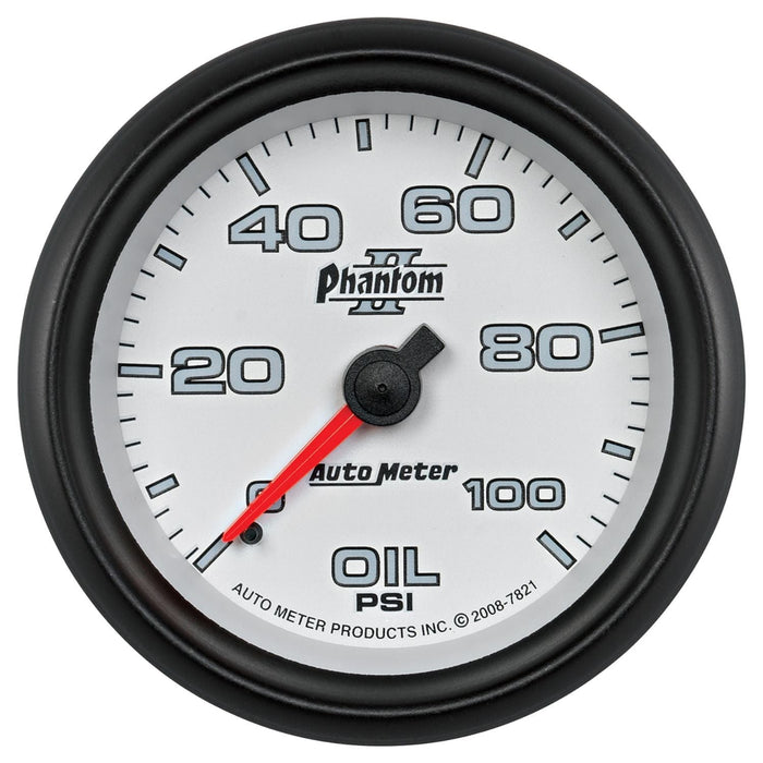 AUTOMETER 2-5/8", Full Sweep Mechanical, 0-100 psi Phantom II Series Oil Pressure Gauge AU7821 Autofit