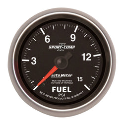 AUTOMETER 2-5/8", Full Sweep Mechanical, 0-15 psi Sport-Comp II Fuel Pressure Gauge AU7611 Autofit