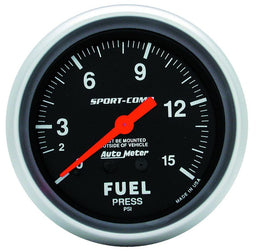AUTOMETER 2-5/8", Full Sweep Mechanical, 0-15 psi Sport-Comp Series Fuel Pressure Gauge AU3411 Autofit